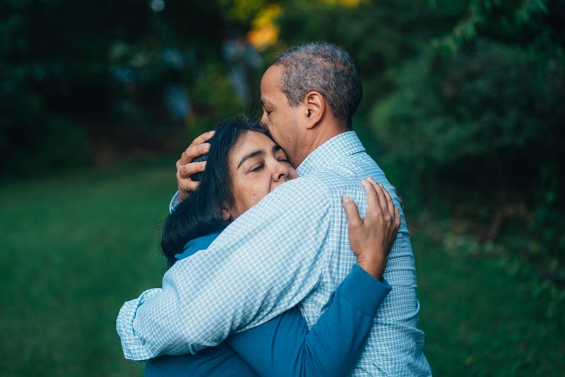 Thankful mature couple
